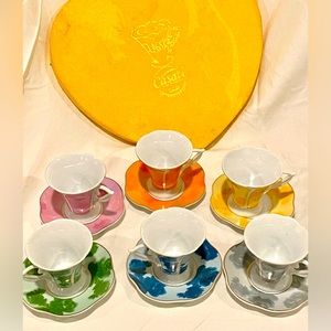 Vintage Casati Fine Porcelain Demitasse Coffee/ Tea Cup w/Saucer Set. 12 pieces